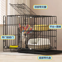 Large Foldable Indoor Cat Cage with Double-Layer Cat Bed and Hammock