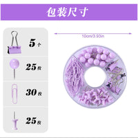 Macaron Donut Stationery Clip Set - Paper Clips, Push Pins, Binder Clips for Office & School