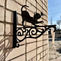 Cat and Butterfly Metal Wall Hook for Hanging Planters, Lanterns, and Wind Chimes