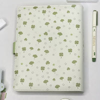 Lucky Four-Leaf Clover A5 PU Loose-Leaf Notebook with Magnetic Buckle