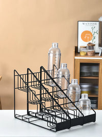 Tiered Iron Syrup and Condiment Organizer for Coffee Shops and Milk Tea Stores