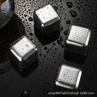 304 Stainless Steel Reusable Ice Cubes with Storage Box and Tongs for Whiskey and Drinks