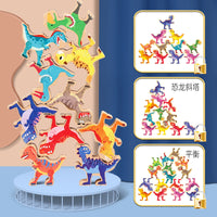 Wooden Dinosaur Stacking Game for Kids - Educational Balance Toy for Family Interaction