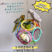Handmade Parrot Chew Toy with Bell Ball and Swing for Cockatiels and Parakeets