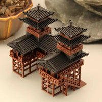 Twin Towers Ancient Style Building Model for Micro Landscape Aquariums
