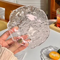 Irregular Glacier Glass Dessert Plate for Snacks and Appetizers