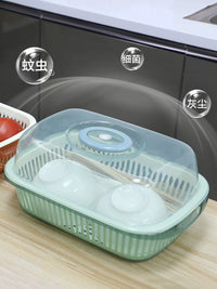 Double-Layer Kitchen Sink Strainer Basket with Lid for Washing Vegetables and Fruits, Dish Drainer and Storage
