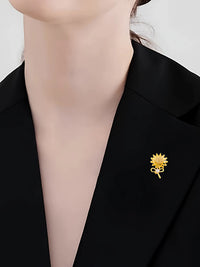 Sunflower Rhinestone Brooch Pin for Cardigans & Anti-Exposure, Chinese Style Design