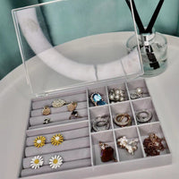 Clear Dustproof Jewelry Storage Box with Lid for Earrings, Rings, and Small Ornaments