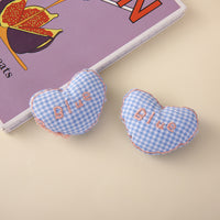 Plaid Heart Cartoon Plush Animal DIY Accessory for Shoes, Hats, Clothing, Socks, Hair Accessories