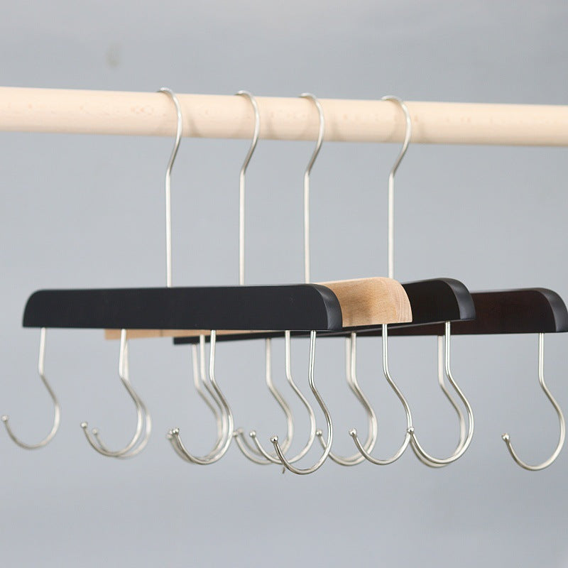 Multi-functional Wooden Hanger with Hooks for Belts, Scarves, Pants, and Bags