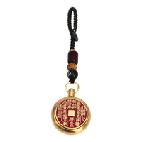 Brass Mountain Ghost Coin Rotating Keychain with Zodiac Gourd Pendant for Good Fortune