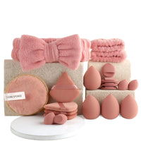 44-Piece Beige Makeup Brush and Sponge Set with Portable Toiletry Bag