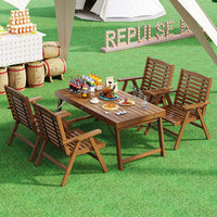 Outdoor Bamboo Folding Table and Chair Set for Camping and Home Use