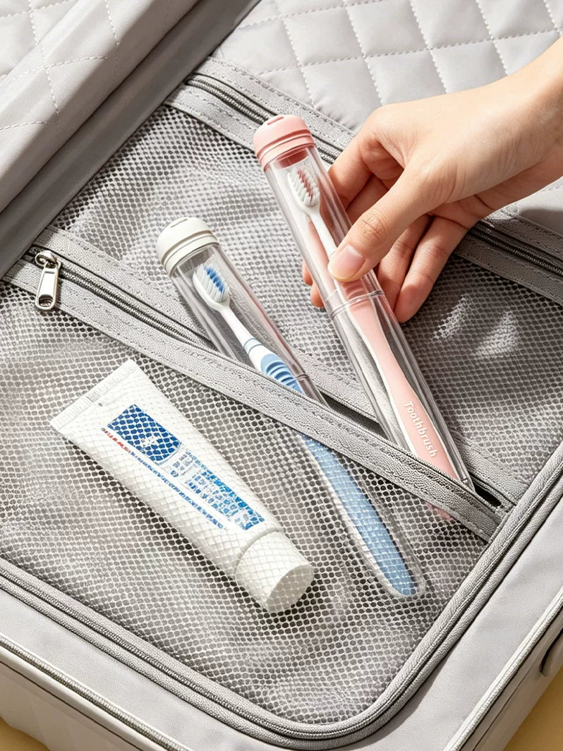 Portable Toothbrush Travel Case Transparent Dustproof Holder for Business Trips and Tourism