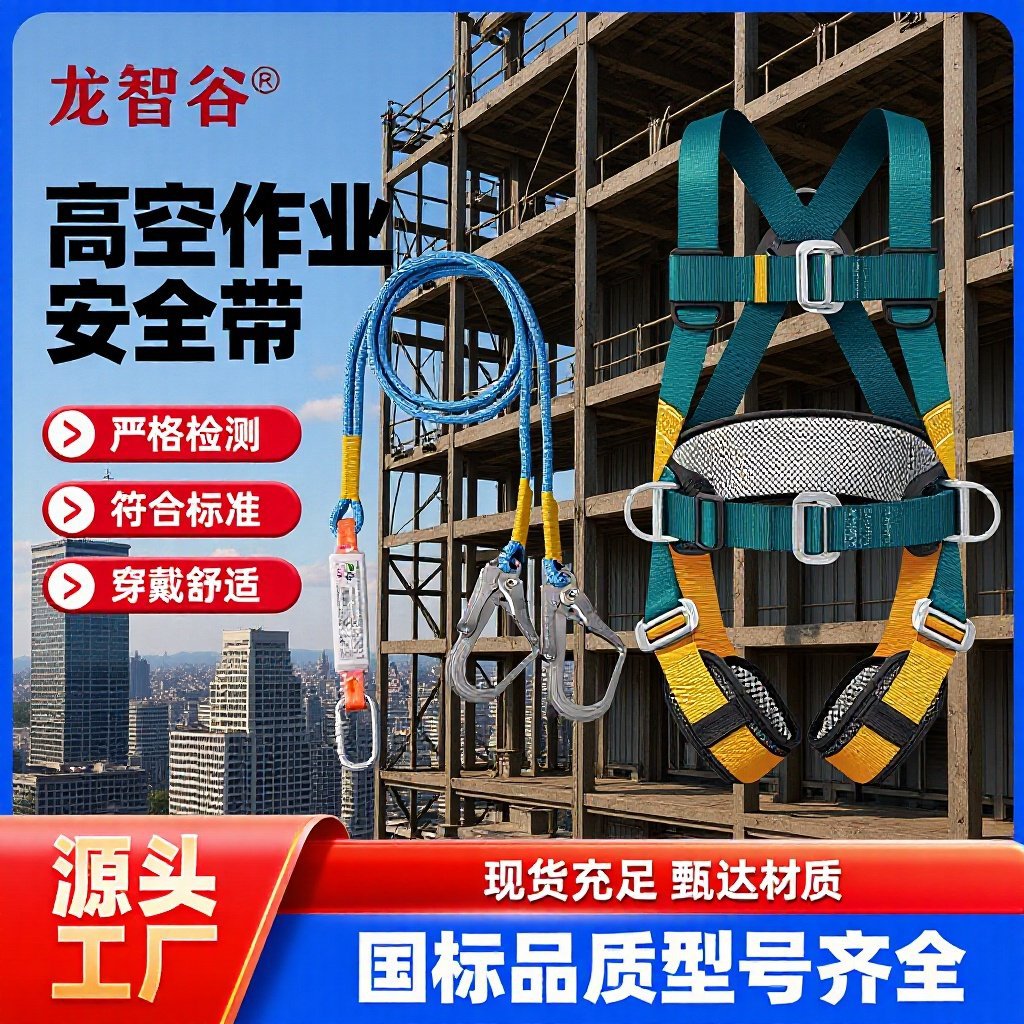 Full Body Safety Harness for Fall Protection with Lanyard