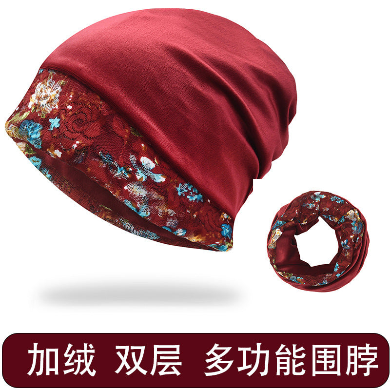 Women's Winter Fleece Lined Velvet Lace Neck Warmer Scarf