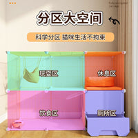 Large Double-Layer Cat Cage with Integrated Litter Box and Ladder, Indoor Pet Enclosure