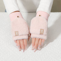Winter Windproof Plush Flip-Top Fingerless Gloves for Students and Couples, Thickened Touchscreen Compatible