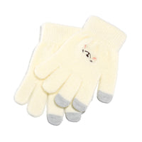 Smiling Face Plush Touchscreen Winter Gloves for Women, Warm Fleece Lined Cycling Gloves