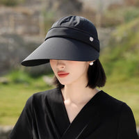 Women's Summer Outdoor Cycling Sun Hat with Wide Brim, Foldable Ice Silk Breathable Empty Top Fisherman Cap