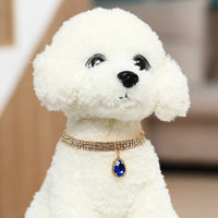 Rhinestone Pet Collar with Teardrop Pendant, Elastic Cat Dog Necklace Jewelry