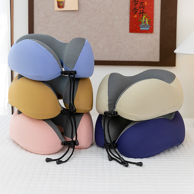 Summer Cooling Ice Silk U-Shaped Neck Pillow with Memory Foam for Travel and Neck Support