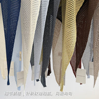 Silk Wool Blend Triangle Shawl for Women - Hollow Knit Neck Warmer Scarf