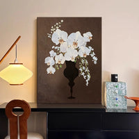 Orchid Floral Wall Art with Black Aluminum Frame, Vintage Aesthetic Decor for Bedroom and Desktop