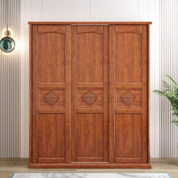 Chinese Solid Wood Walnut Wardrobe with Sliding Mirror Door for Bedroom Storage, Small Apartment Closet