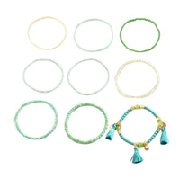 Geometric Beaded Bracelet Set for Women, Bohemian Woven Design, Fashionable Hand Jewelry