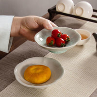 Ceramic Petal Dessert Plate with Stand, Vintage Style Fruit and Snack Dish for Home Use