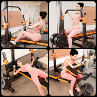 Yulong Multi-functional Foldable Weight Bench with Barbell Set for Home Gym, Lat Pulldown, Rowing, Fly, and Weightlifting