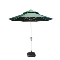 Outdoor Patio Umbrella with Crank Lift, Double-Tiered Round Sunshade for Garden Balcony