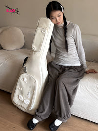 Pure White Acoustic Electric Guitar Bass Gig Bag Thickened Padded Protection