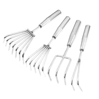 Stainless Steel Hand Rake with Welded Handle, Multi-Tooth Garden Tool for Loosening Soil, Clamming, and Gardening