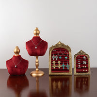Vintage Velvet Mannequin Bust & Photo Frame Jewelry Display for Necklaces, Earrings, Rings
