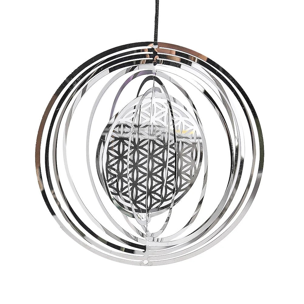 Creative Nordic Mandala Life Flower 3D Rotating Wind Chime Hanging Decor for Home Balcony