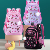 Girls' Ergonomic Nylon School Backpack for Primary Students, Large Capacity, Lightweight Design