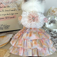 Pet Floral Oil Painting Style Puffy Dress for Cats and Dogs