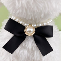 Pet Pearl Bowknot Collar Necklace for Cats and Small Dogs, Adjustable Princess Style