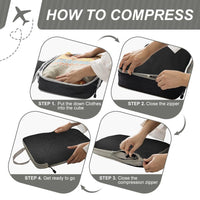 4-Piece Compressible Travel Packing Cubes Set with Zipper Expansion, Waterproof Luggage Organizers for Clothes and Shoes