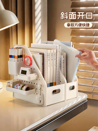 Perforated Pegboard Bookends with Pen Holder Desk Organizer