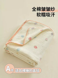 Cotton Muslin Crinkled Blanket for Kids & Adults - Lightweight Summer Quilt, Office Nap, Bed, Air Conditioning