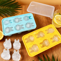 Silicone Ice Cube Tray Mold for DIY Whiskey Ice Balls - Rabbit, Strawberry, Square Shapes, 6-Grid Household Ice Maker