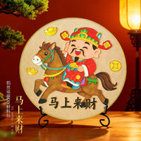 新年景泰蓝掐丝珐琅DIY手工材料包八骏图客厅办公室摆件摆盘装饰