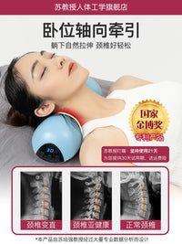 Cervical Spine Traction Pillow for Neck Curve Correction and Support