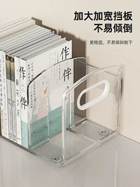 Uqin Acrylic Desktop Book Organizer Rack for Students and Kids, Transparent Bookends