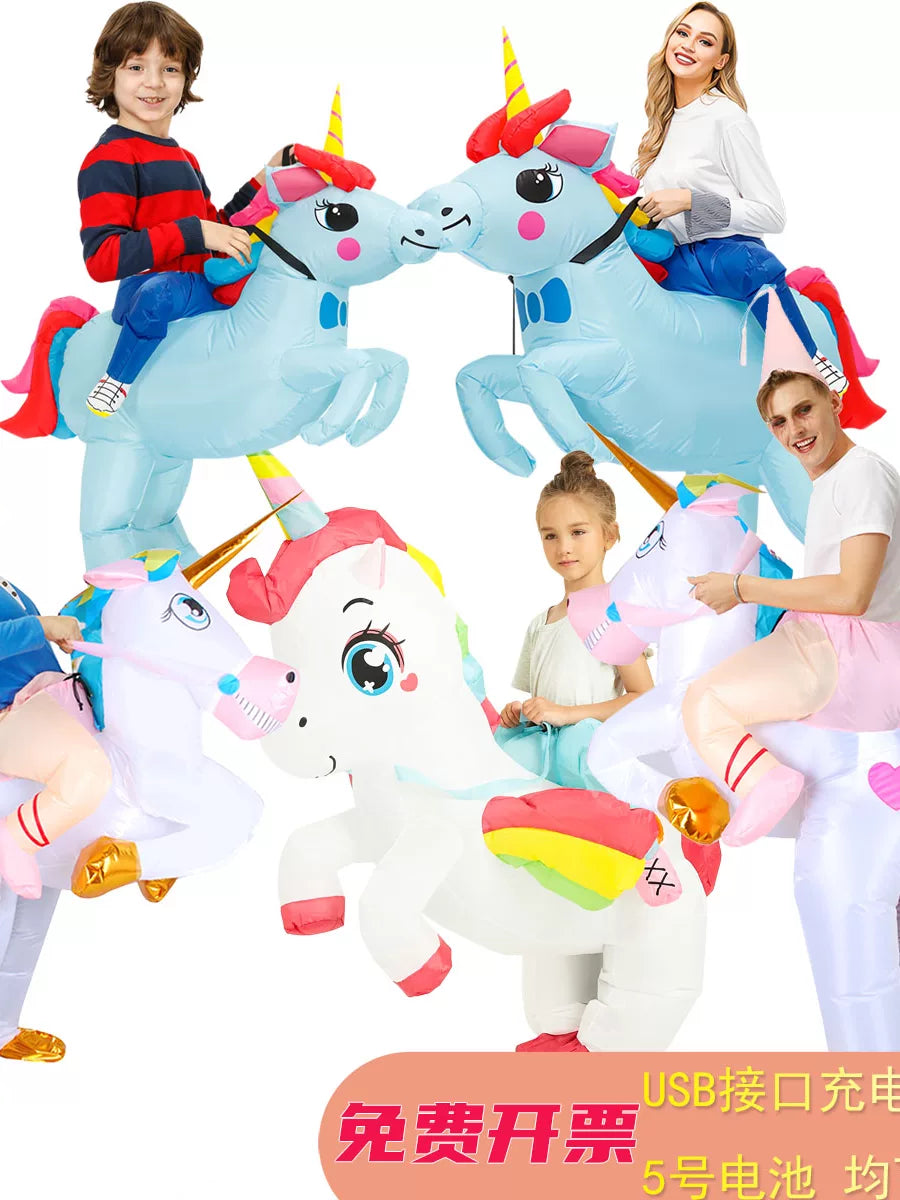 Inflatable Unicorn Costume for Kids and Adults - Halloween, Carnival, and Party Ride-On Outfit