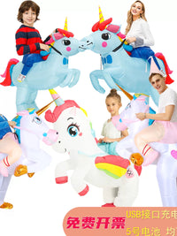 Inflatable Unicorn Costume for Kids and Adults - Halloween, Carnival, and Party Ride-On Outfit